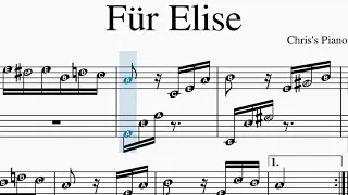 Für Elise - Beethoven - Piano Sheet Music With Note Letters