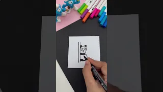 Easy way to draw a panda 🐼 #shorts #youtubeshorts #tonniartandcraft #art #drawing