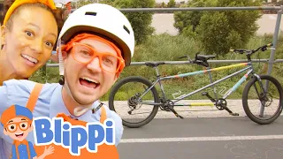 Blippy and Meekah at the Spoke Bicycle Café |  Blippi | Challenges and Games for Kids