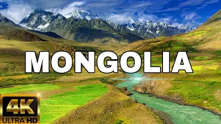 FLYING OVER MONGOLIA (4K UHD) - AMAZING BEAUTIFUL SCENERY & RELAXING MUSIC