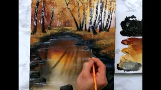 Birch Tree Pond | Oval Brush Painting Techniques | Dranitsin