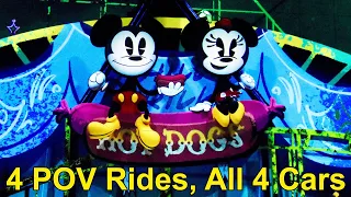 Mickey & Minnie's Runaway Railway 4 FULL POV Rides From All 4 Cars at Disney's Hollywood Studios