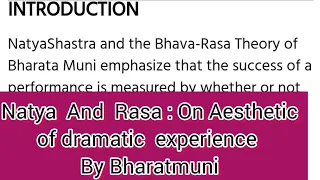 On Natya and Rasa: Aesthetics of   dramatic experience by Bharatmuni/Natya and Rasa by Bharatmuni