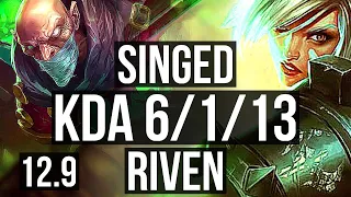 SINGED vs RIVEN (TOP) | 6/1/13, 400+ games, Dominating | EUW Master | 12.9