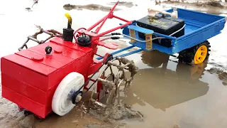 DC Motor Power Tiller Iron Wheels Agricultural Tractor - How to Make Ploughing Tractor