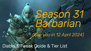 Season 31 Tier List and Tweaks for Barbarian - Diablo 3