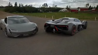 Tesla Roadster and Lamborghini Terzo Millennio animation