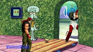 Squidward kicks KOF out of his house.