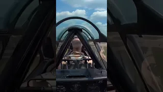 T-6 Texan on final approach to land. Cockpit POV