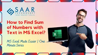 How to Find Sum of Numbers with Text in MS Excel? MS Excel Made Easier | One Minute Series