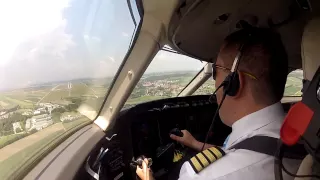 Landing in Vienna RWY34, VERY WINDY GOPRO