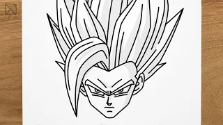 How to draw GOHAN BEAST (Dragon Ball Super Hero) step by step, EASY