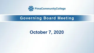 PCC Governing Board Meeting October 7, 2020