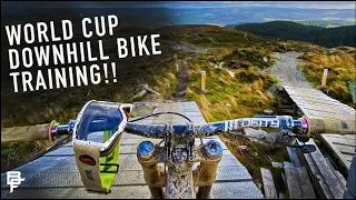 DOWNHILL BIKE TRAINING FOR MY FIRST WORLD CUP IN 1 YEAR!! DYFI BIKE PARK LAPS!!