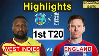 Highlights 1st T20 England vs West Indies, ENG vs WI England Tour of West Indies 2022