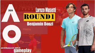 Lorenzo Musetti    vs Benjamin Bonzi    🏆 ⚽ Australian Open (01/15/2024) 🎮 gameplay on AO  2