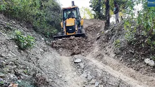 Fixing Landslides and Floods Broken Hillside Road with JCB Backhoe