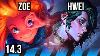 ZOE vs HWEI (MID) | 10/1/6, 400+ games, Godlike | KR Grandmaster | 14.3