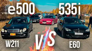 Дерзкие BMW vs Mercedes-Benz e500 + Honda Euro R + Mercedes w203 c240 - Versus Drag Street Технолог
