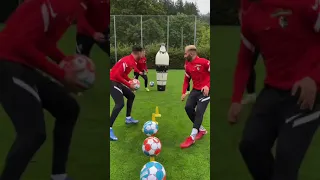 First to the ball wins challenge with Freiburg players