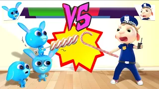 Little Rabbits vs Police Officer Jhonny | Cartoon for Kids + Funny Songs | Dolly and Friends 3D