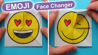 My mood - paper toy DIY. School craft - Origami Emoji paper toy. Emoji Magic Card - Face Changer