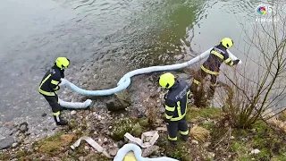 Unbekannte Flüssigkeit in der Steyr - Drei Feuerwehren im Einsatz