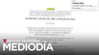 Corte Suprema dice que borrador sobre el aborto es auténtico | Noticias Telemundo