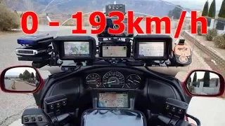 Honda Gold Wing GL1800 - Acceleration 0-193km/h & Startup & Exhaust Sound & Burnout & Speed