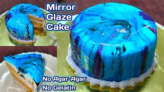 Eggless Mirror Glaze Cake / बेकरी जैसी मार्बल ग्लेज केक घर पर बनाने की आसान विधि / Marble effect