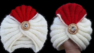 349- Turban Cap for Kids | New Design Cap Knitting | पगड़ी कैप || Subscribe : @mumtazcreation