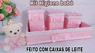 DIY- KIT HIGIENE BEBÊ FEITO COM CAIXAS DE LEITE E CAIXA DE SAPATO | VENDA MUITO 🤑 babykit reutilize