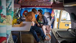 Couple Restore Ford camper Van and live in it full time! vanlife tour!