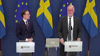 Pressträff om budgetnyhet med Johan Pehrson och Mats Persson