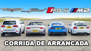 Jeep Trackhawk vs BMW M2 vs Bentley GT vs Audi RS5: CORRIDA DE ARRANCADA