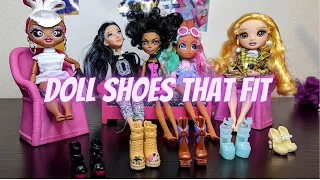 Doll shoes that fit. Featuring Barbie, Monster High, Rainbow High, Disney Princess, LOL OMG and more