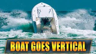 HUGE BREAKING WAVES AT BOCA INLET! | Boats at Haulover Inlet | Wavy Boats