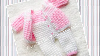 EASY Baby overalls or dungarees for boys and girls CRYSTAL WAVES CROCHET PATTERN SET VARIOUS SIZES