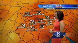 Warm and humid, isolated thunderstorms today