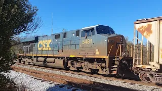 CSX L602 pulling into Monroe yard southbound with CSXT 5481 LHF 3/2/23🇺🇲