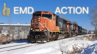 Classic & EMD Madness In CN Sudbury Jct Area w/ One Engine Train, Race, Odd Steel Bell, Nice Rumble