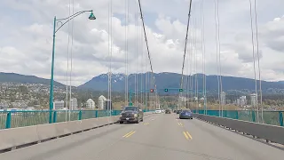 Driving over Lion's Gate Bridge to West Vancouver, British Columbia, Canada