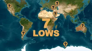 Earth’s 7 Lowest Points by Continent (“Seven Lows”) + Lowest under water & ice + Lowest by countries