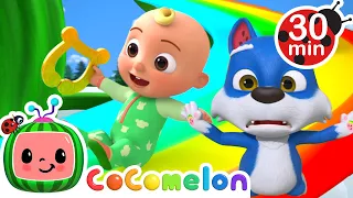 JJ Rides the Rainbow Road! | JJ and The Beanstalk Fairy Tale | CoComelon Nursery Rhymes & Kids Songs