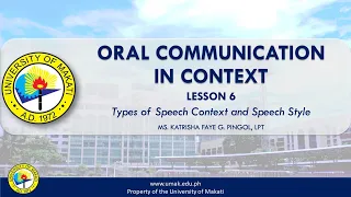 Lesson 6: Types of Speech Context and Speech Style | Oral Communication in Context