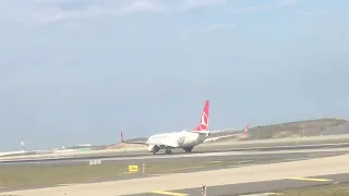 Airport airline landing tak Of Istanbul airport Turkey very easy beautiful weather