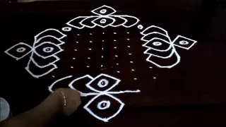 Simple lotus flowers  kolam with 15-1 straight | chukkala muggulu with dots| rangoli design