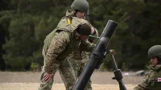 Georgian Soldiers Fire 120mm Mortars