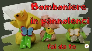 Bomboniere in pannolenci fai da te, cucito creativo, allestimento feste