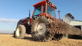 Aerating hay ground with a rotary hoe